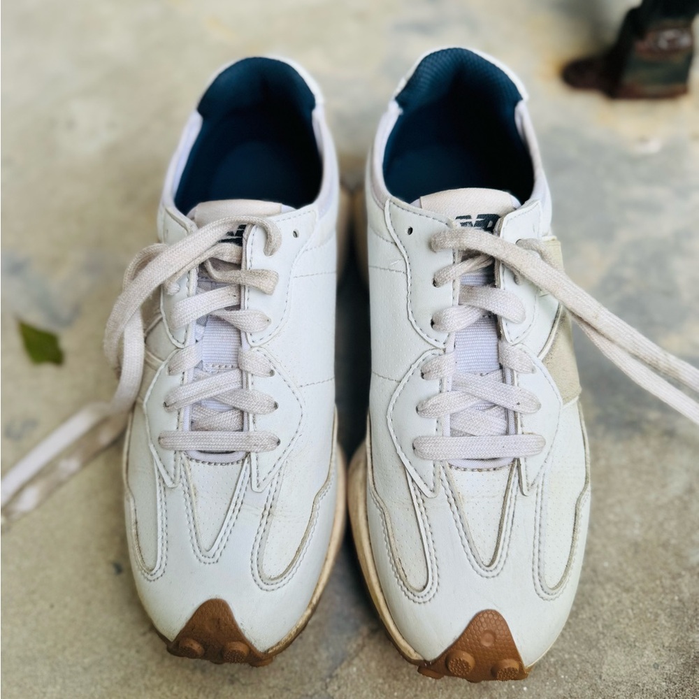 New Balance White and Tan Women's Athletic Shoes